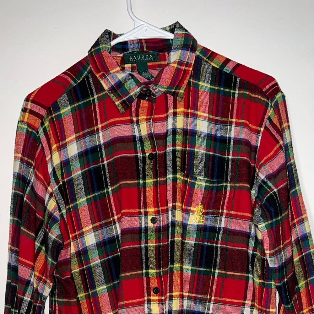Lauren Ralph Lauren Multicolor Plaid Flannel Shirt Size Medium - Picture 2 of 8